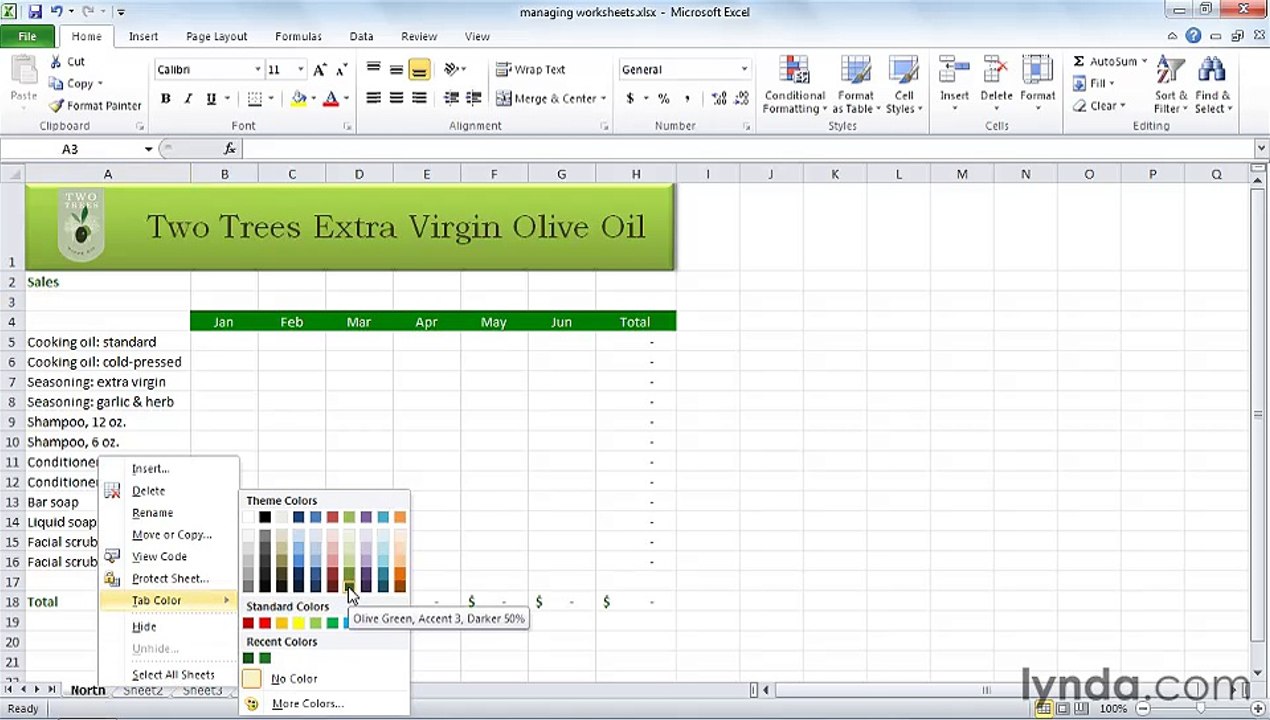 MS Excell Managing worksheets