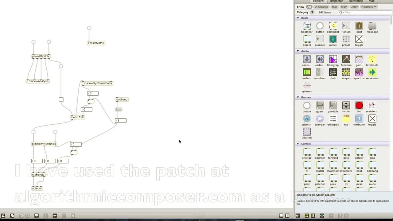 MaxMSP - Algorithmic Composition Using First Order Markov Chains on Multiple Parameters
