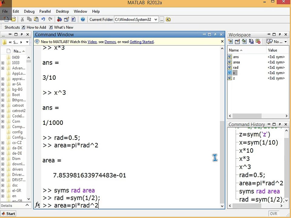 5 MATLAB SYMBOLS FOR EQUATION AND PRETTY