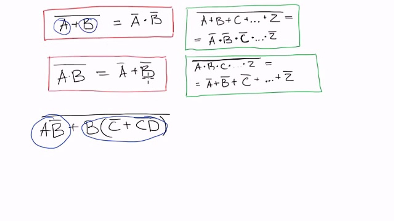 Boolean algebra #25: DeMorgan's theorem - examples (continued)