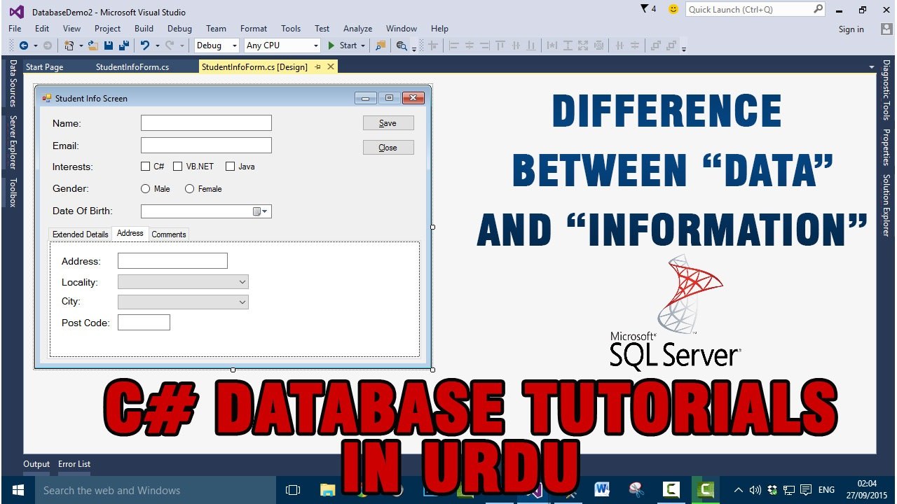 P(10) C# Database Tutorials In Urdu - Difference Between Data And Information