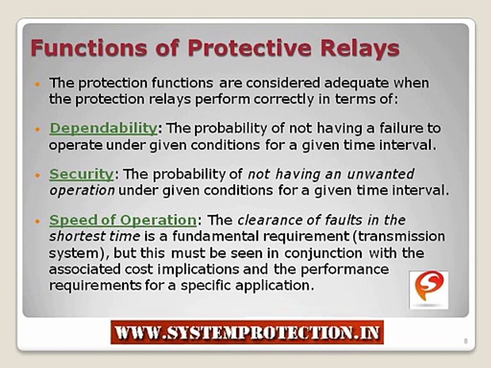 Characteristics of Protective Relays