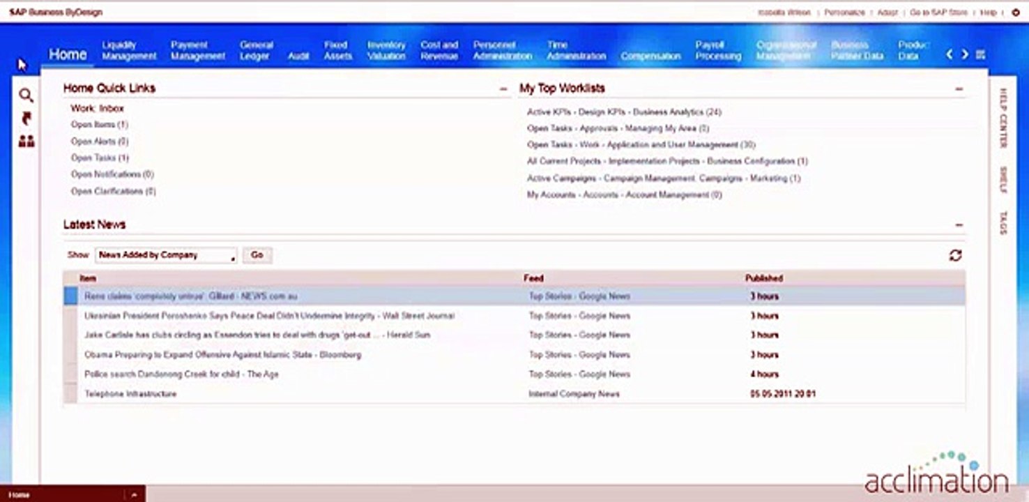 SAP ByDesign - Leave Requests Demo - Acclimation