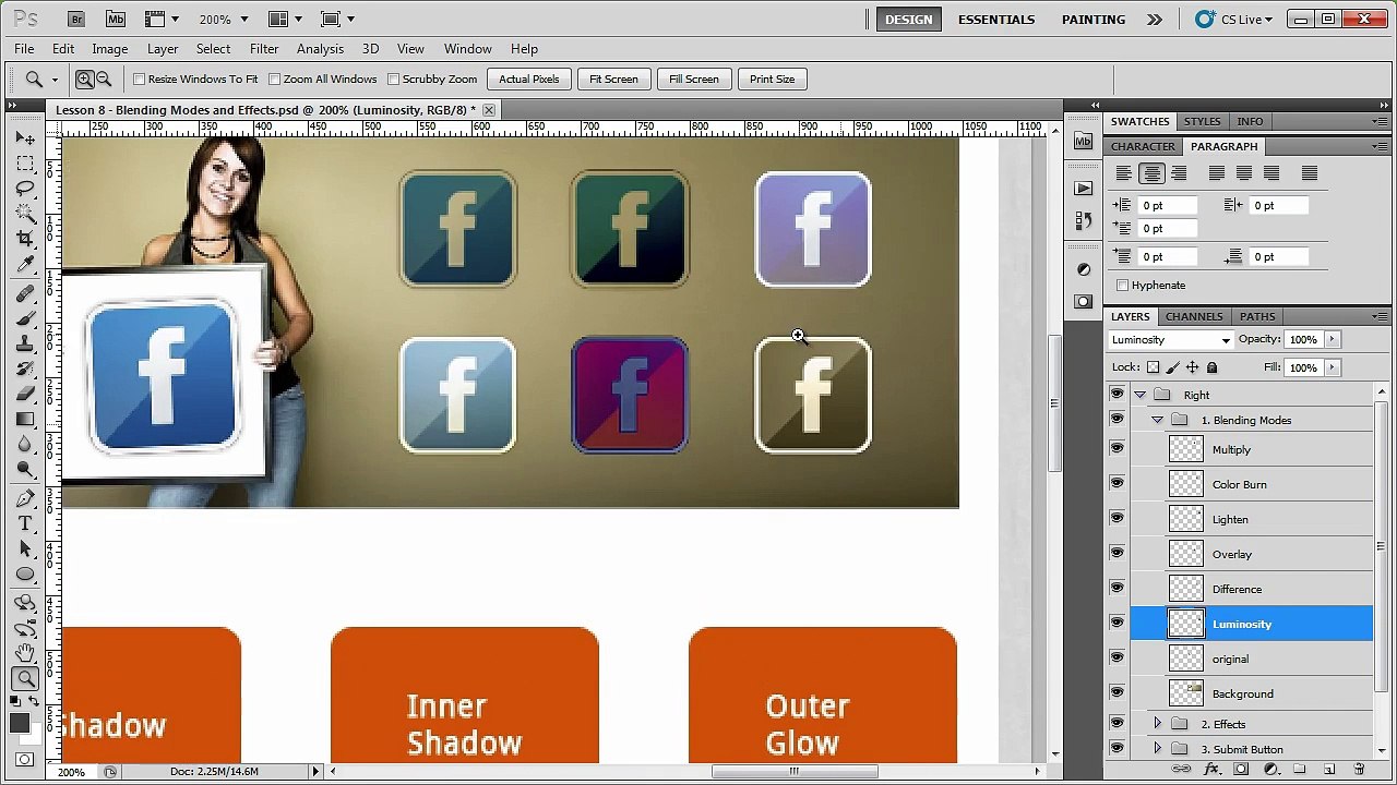 8 Blending Modes And Effects Website Design in Photoshop