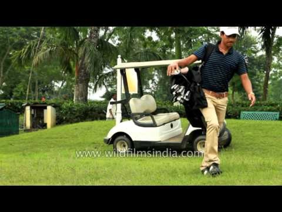 Golf cart to access tea garden golf course in Assam, from 'burra bangla'