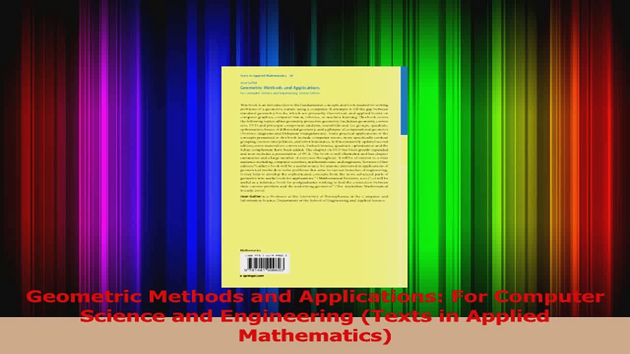 Download  Geometric Methods and Applications For Computer Science and Engineering Texts in Applied Ebook Free