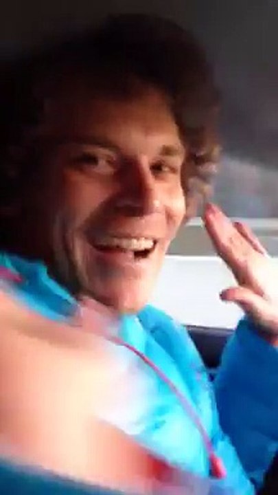 Julian Hosp having fun driving a Tesla handsfree