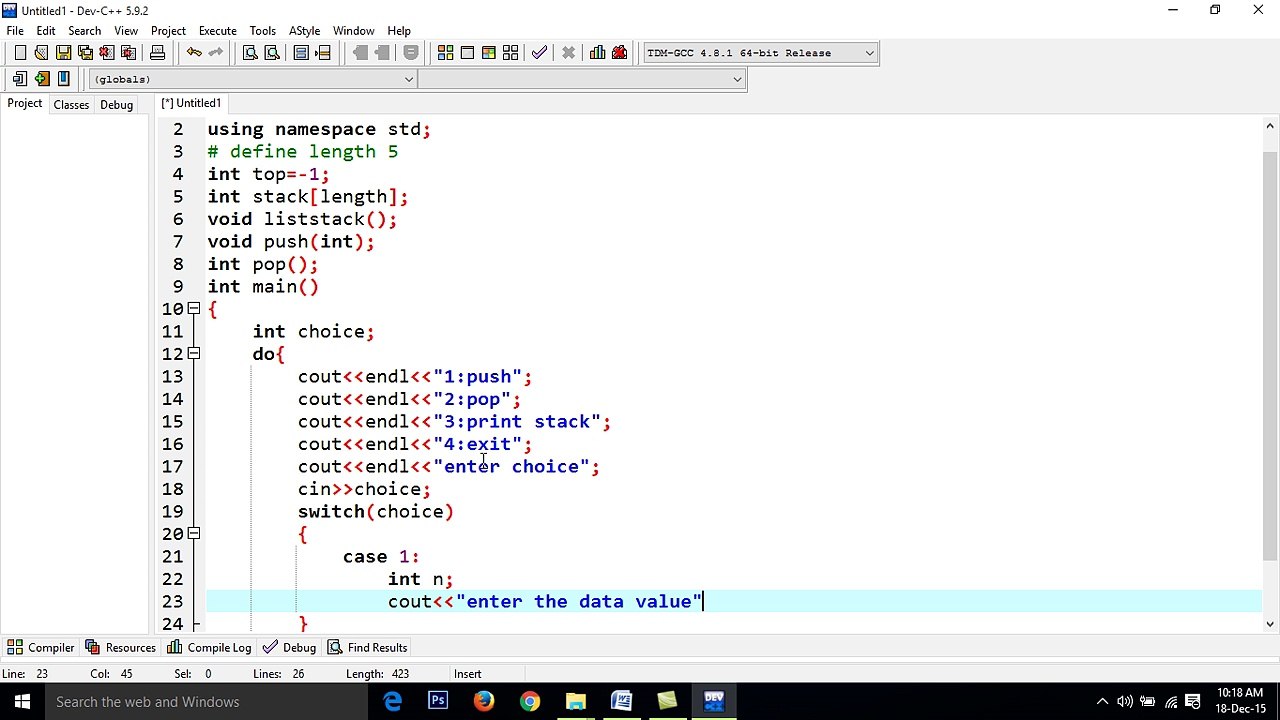 stack implementation of arrays tutorial in urdu