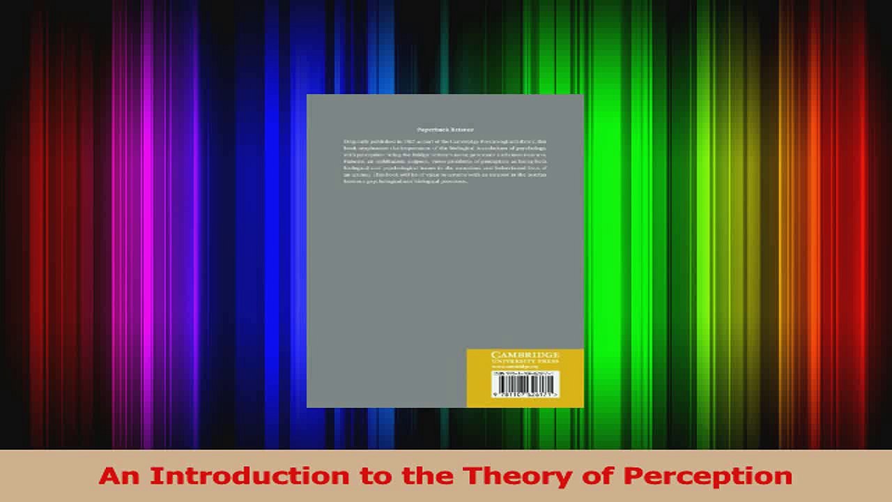 An Introduction to the Theory of Perception Read Online
