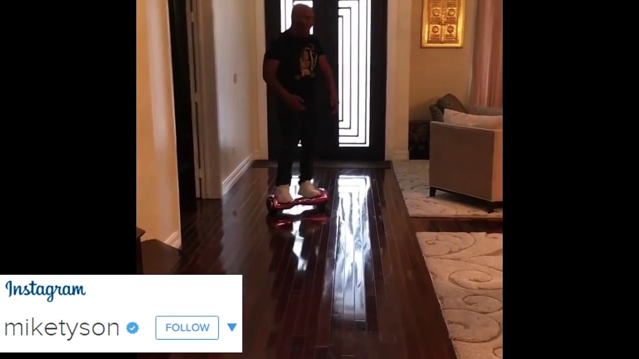 Mike Tyson fails off his hoverboard