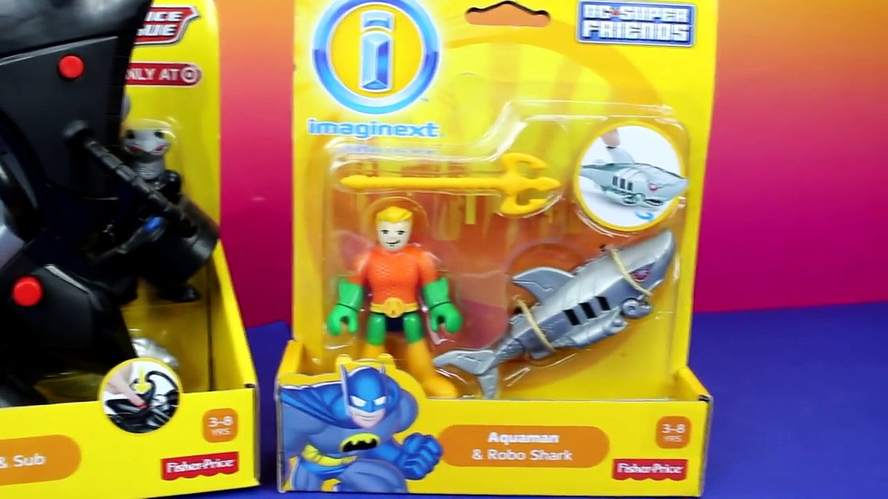 Imaginext Aquaman & Robo Shark Battles Black Manta & Sub DC Superhero Batman and Friends