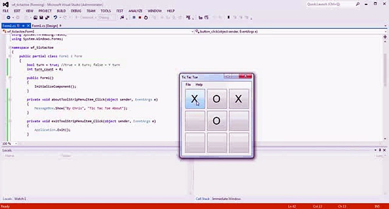 Visual Studio Winform Tic Tac Tutorial_clip3