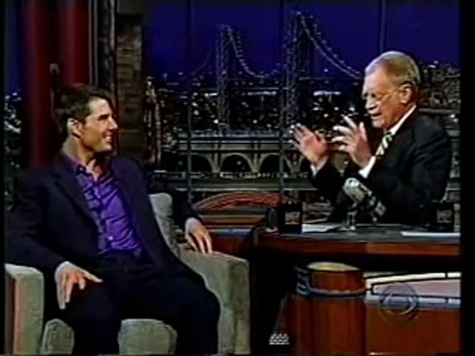 Tom Cruise laghs out in hysterics live on the late show with David Letterman.