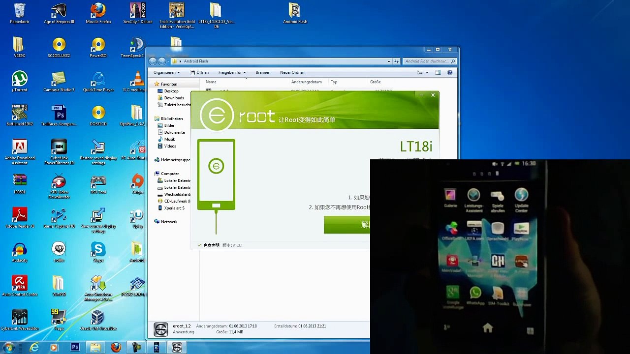 Tutorial | Sony Ericsson Xperia Arc / S ROOT  ClockworkMod EASY ONE CLICK | DEUTSCH | HD