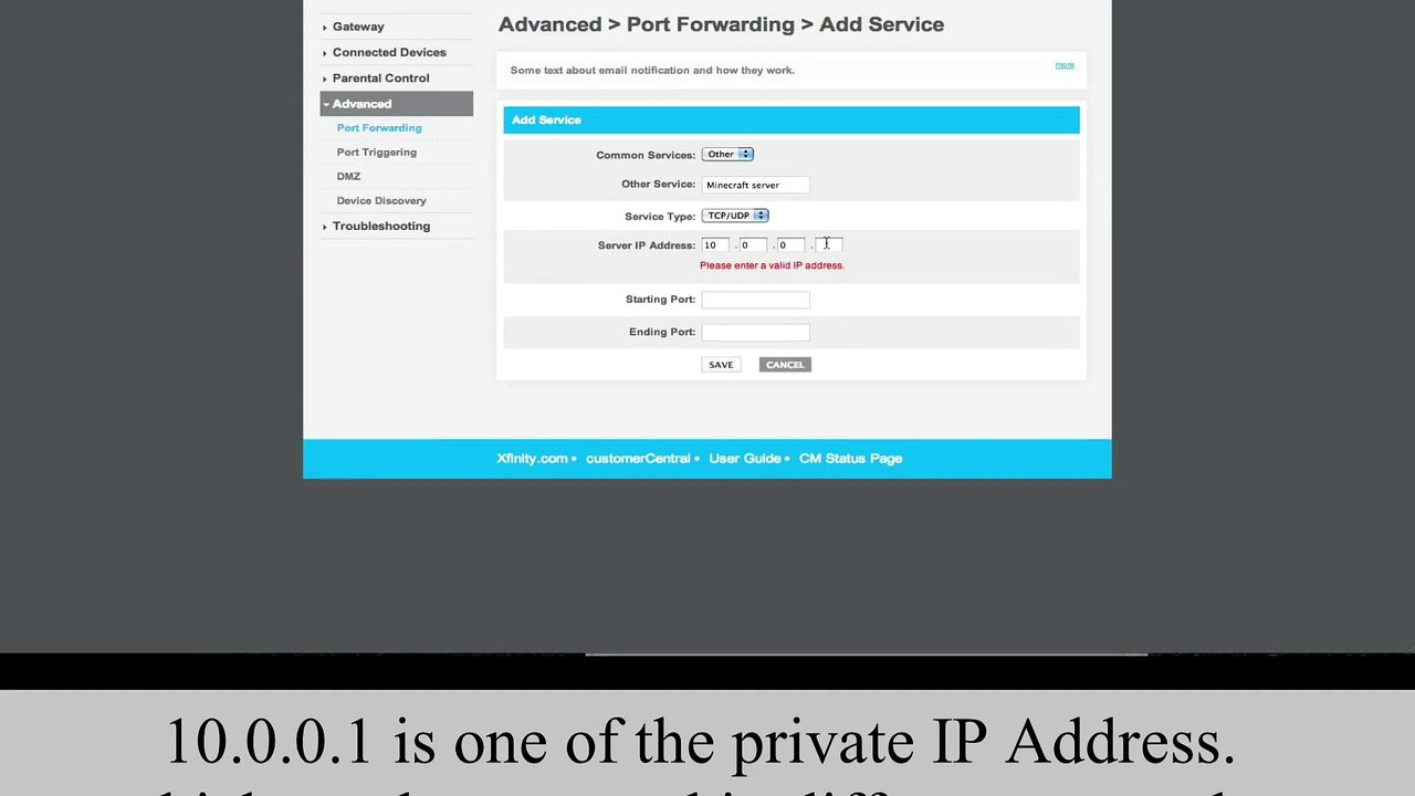 10.0.0.1 password and username
