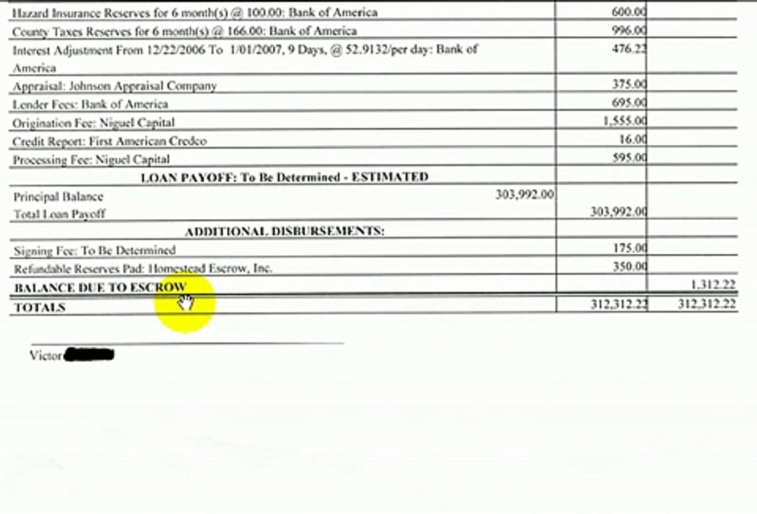 Estimated Closing Statement
