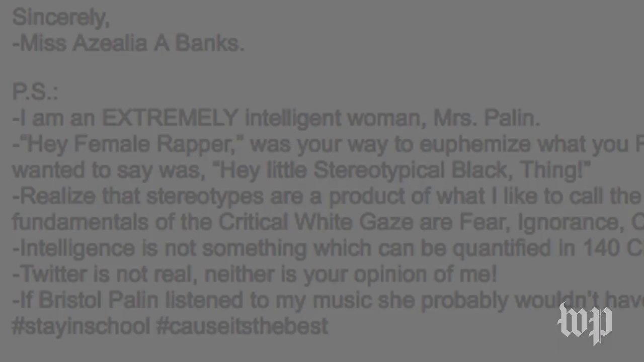 Azealia Banks and Sarah Palin's spat, explained