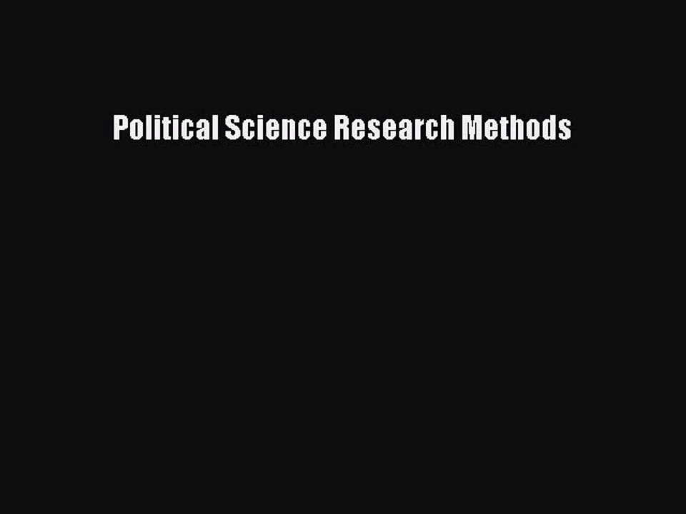 PDF Political Science Research Methods  EBook
