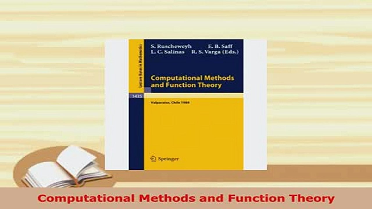 PDF  Computational Methods and Function Theory Download Full Ebook