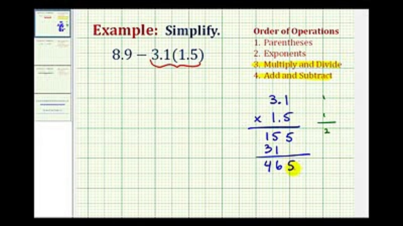 Simplify an Expression Involving Decimals