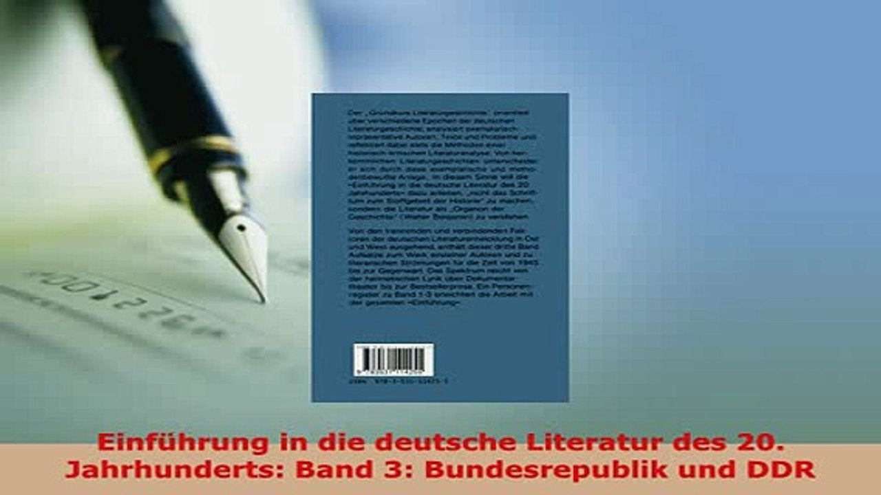PDF  Einführung in die deutsche Literatur des 20 Jahrhunderts Band 3 Bundesrepublik und DDR Download Full Ebook