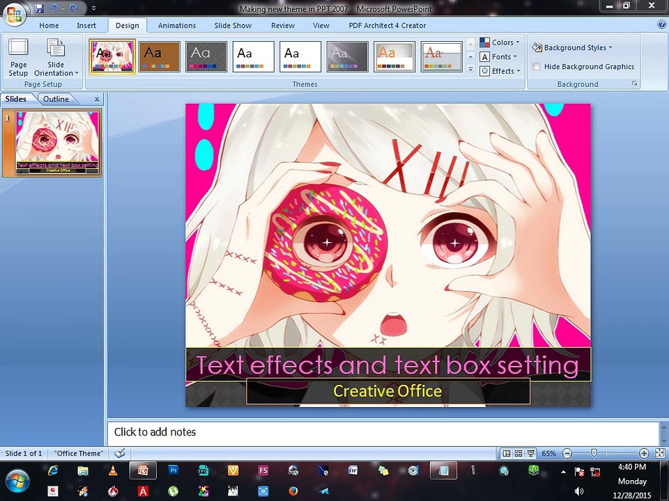 Text Effects Text Box Setting in PPT 2007
