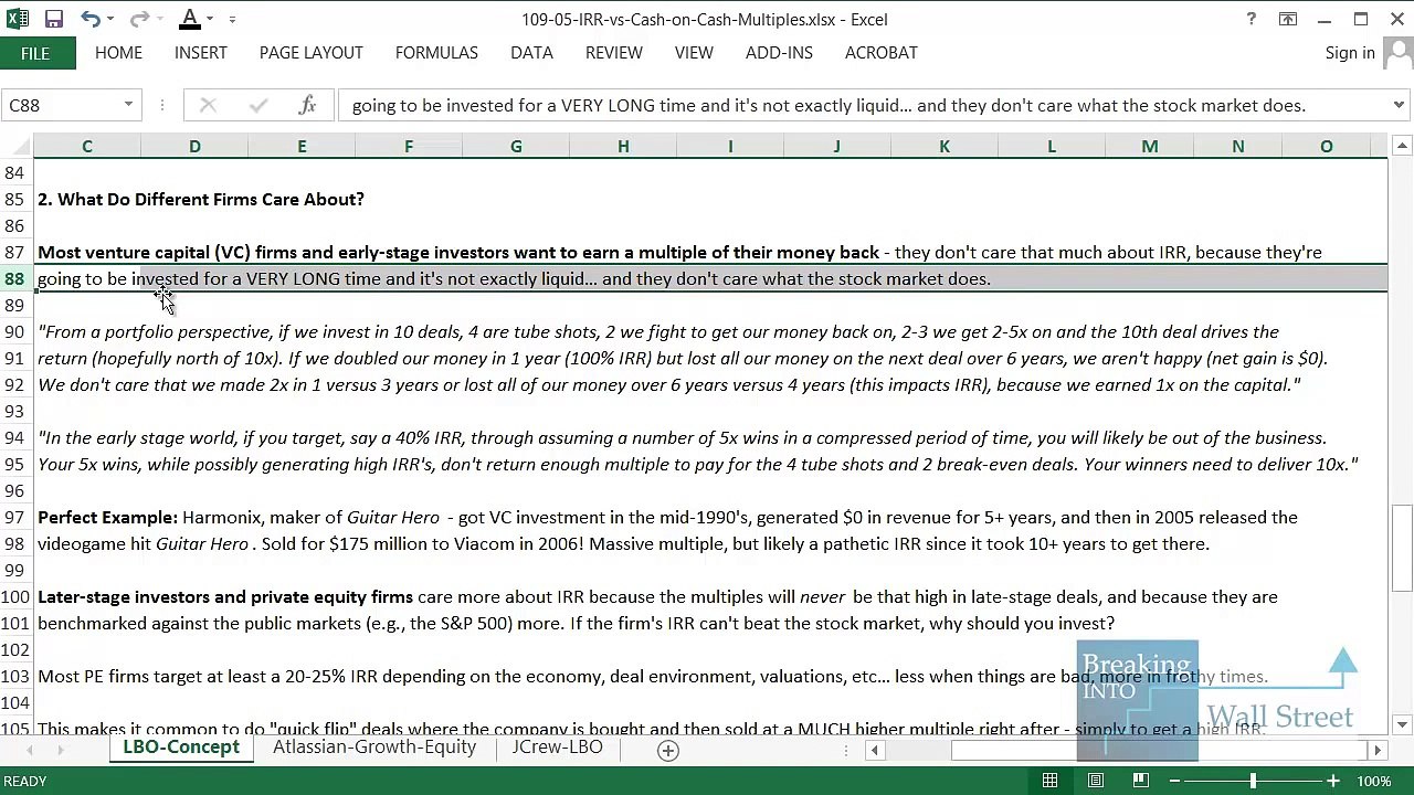 IRR vs. Cash on Cash Multiples in Leveraged Buyouts and Investments