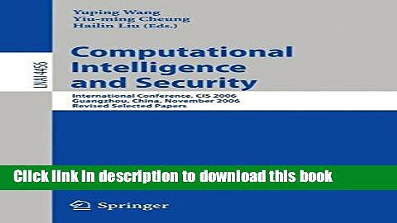 Read Computational Intelligence and Security: International Conference, CIS 2006, Guangzhou,