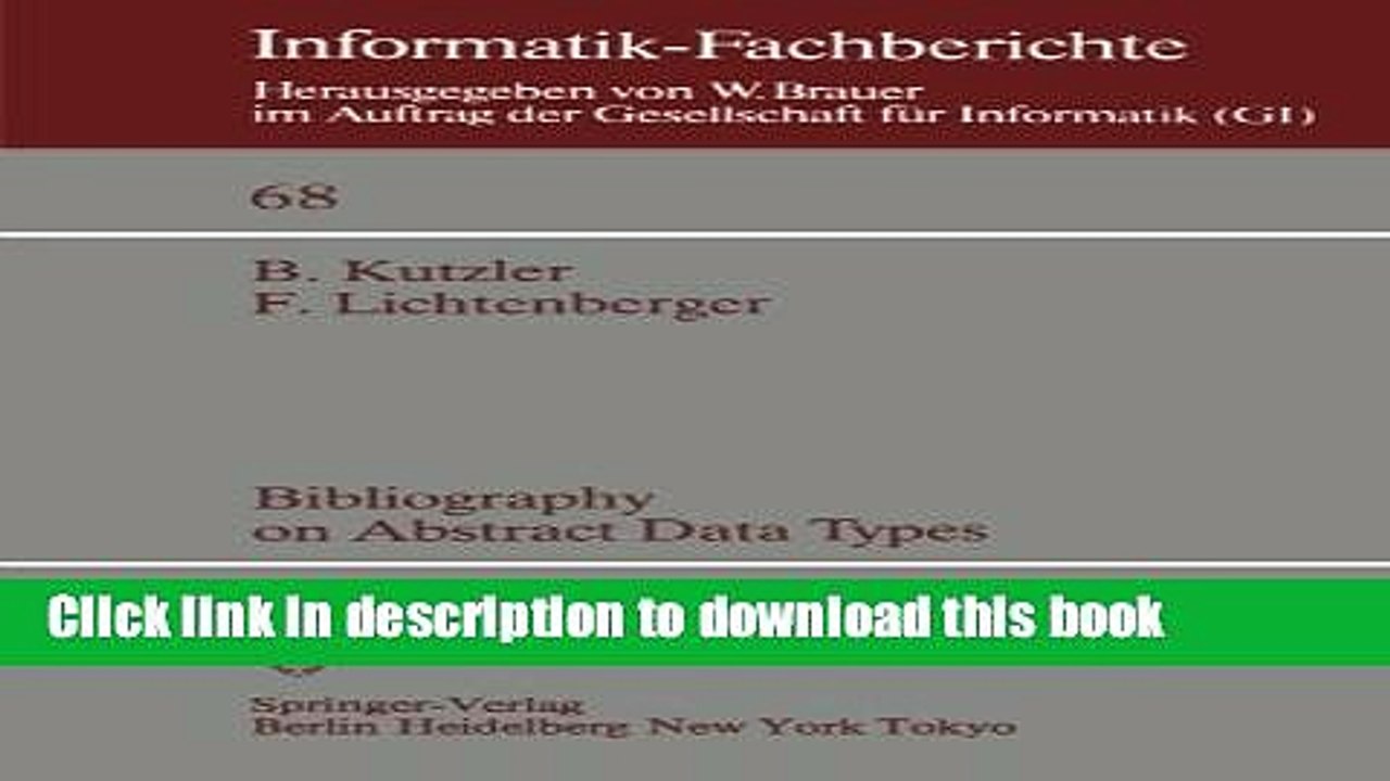Read Bibliography on Abstract Data Types (Informatik-Fachberichte)  Ebook Free