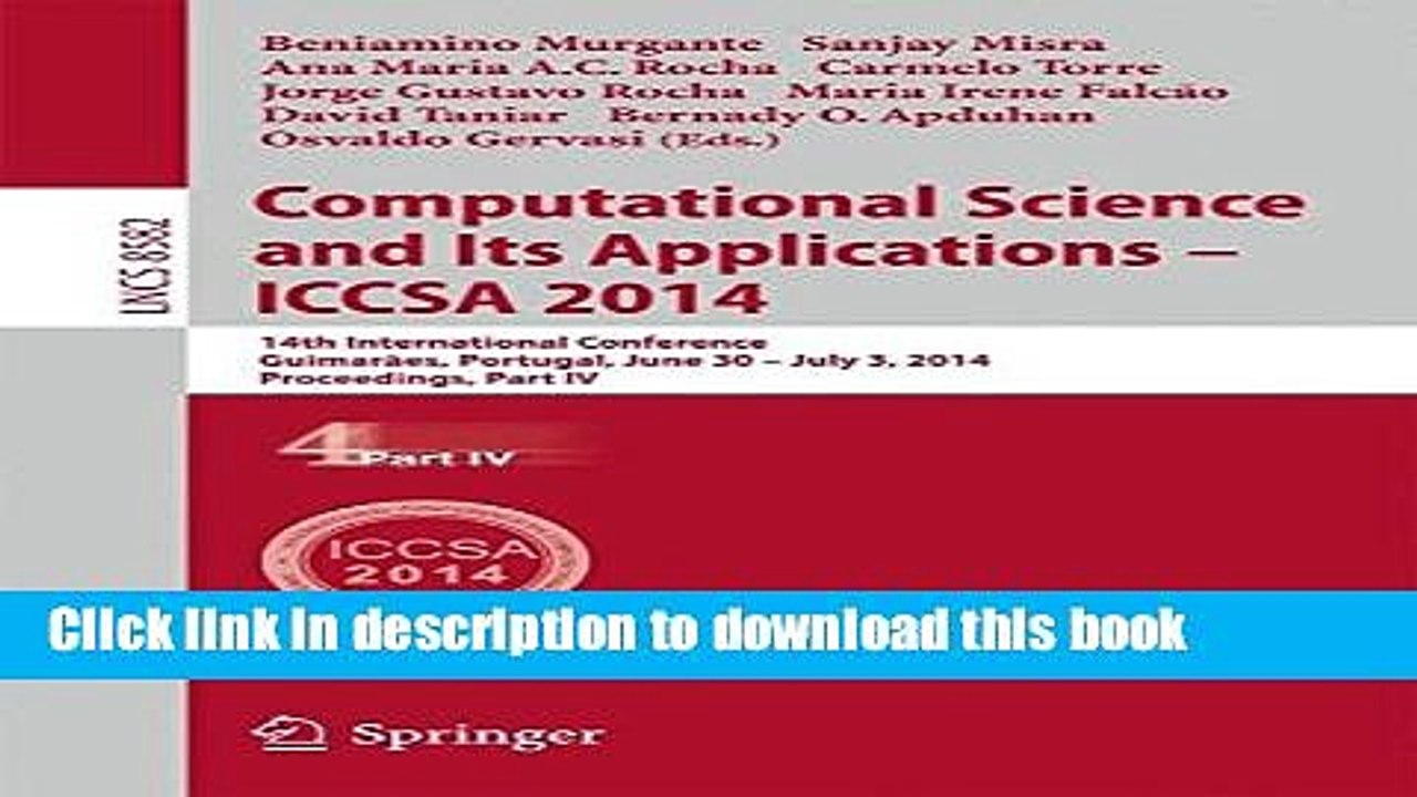 Read Computational Science and Its Applications - ICCSA 2014: 14th International Conference,
