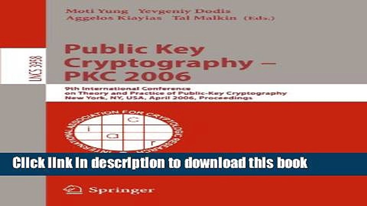 Read Public Key Cryptography - PKC 2006: 9th International Conference on Theory and Practice in