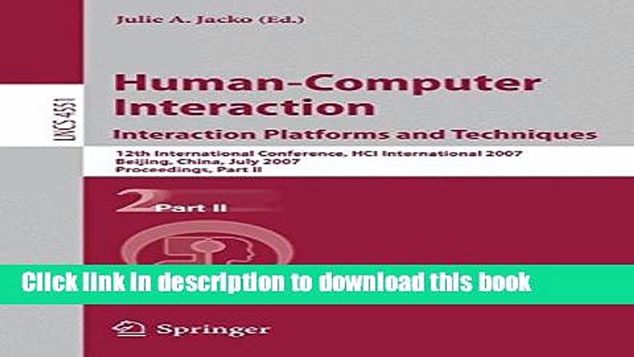 Read Human-Computer Interaction. Interaction Platforms and Techniques: 12th International