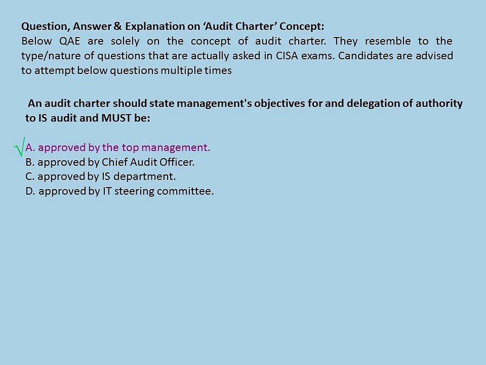 CISA Exam-Testing Concept-Audit Charter