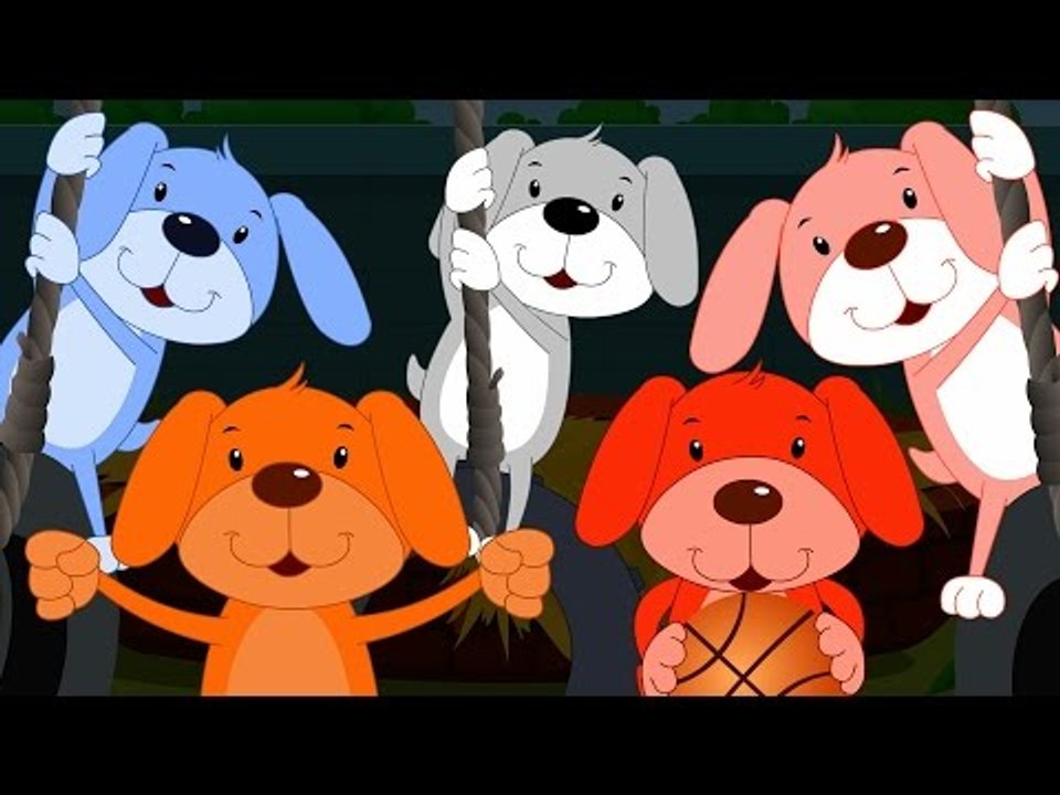 Cinco Cachorrinhos | rimas de berçário para crianças