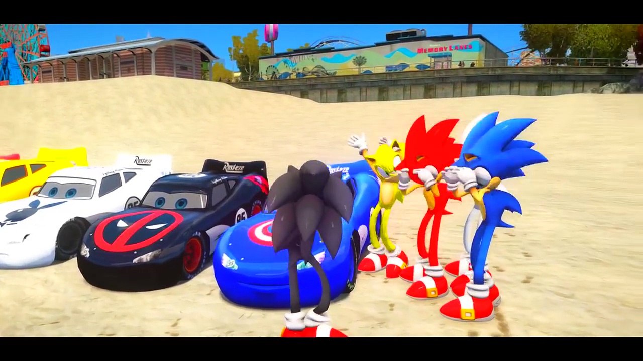 Sonic the Hedgehog in different forms Nursery Rhymes Play time w/ Lightning McQueen colors cars