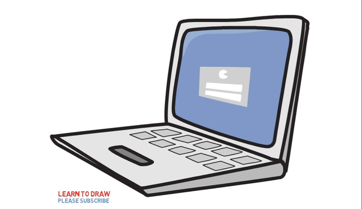 How to draw a laptop computers for kids step by step