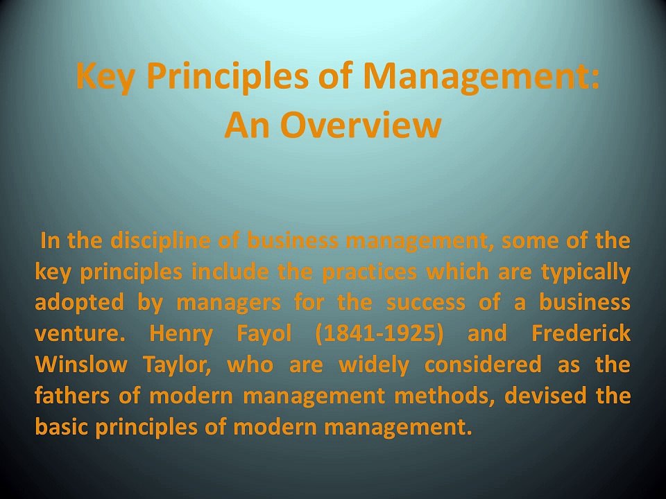 Key Principles of Management An Overview