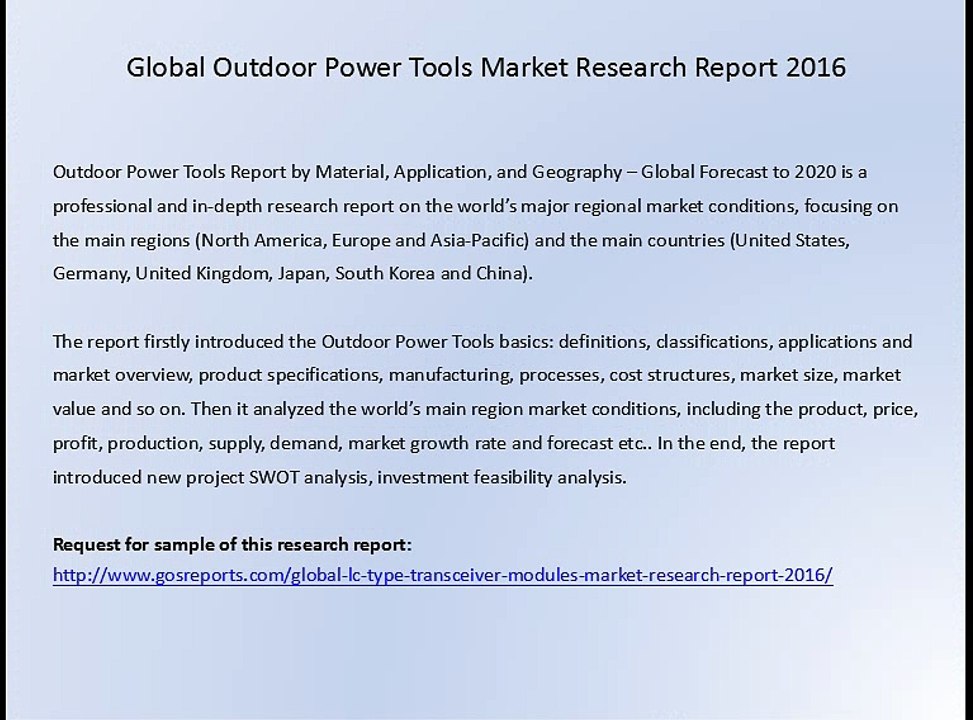 Global Outdoor Power Tools Market Research Report 2016