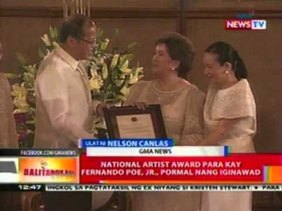 BT: National artist award para kay Fernando Poe, Jr., pormal nang iginawad