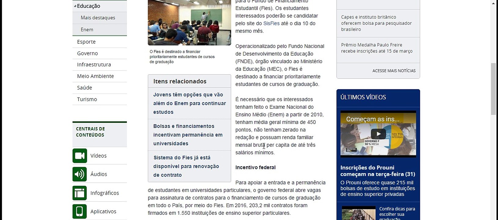 Fies terá inscrições abertas em fevereiro