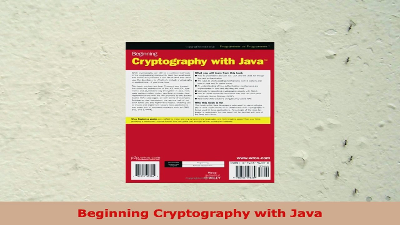 READ ONLINE  Beginning Cryptography with Java