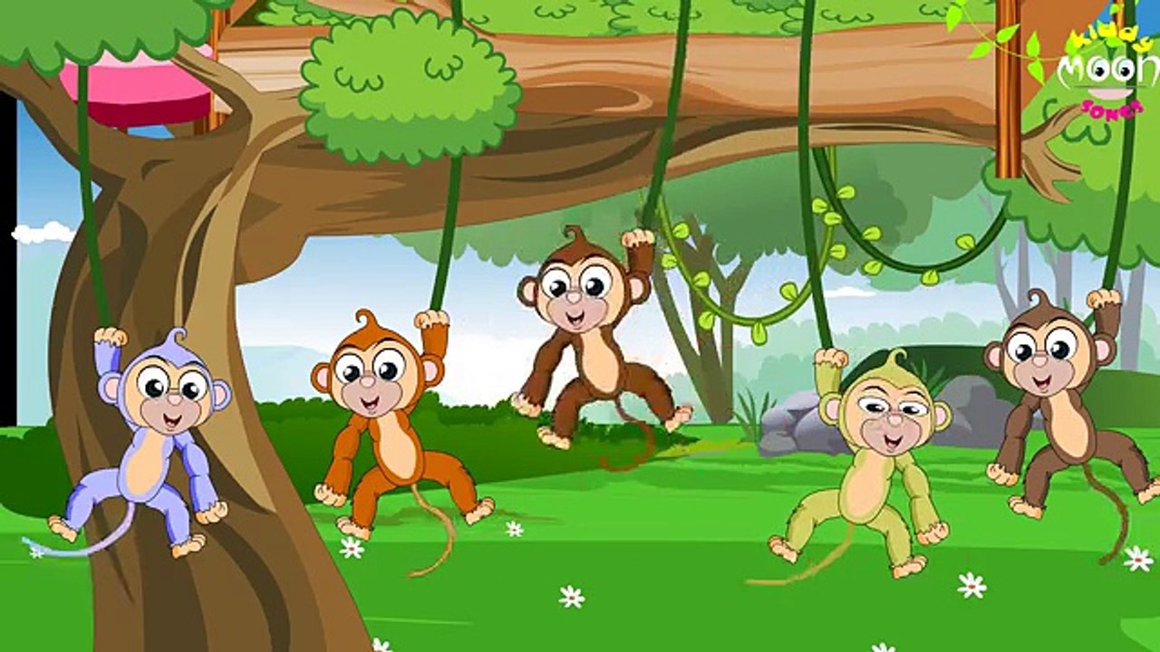 Cinco Monitos Saltando En La Cama | Los Niños Rima De Cuarto De Niños | Canciones