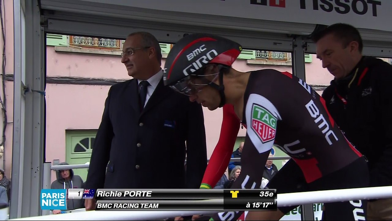 Départ de Richie Porte - Étape 4 (Beaujeu / Mont Brouilly) - Paris-Nice 2017