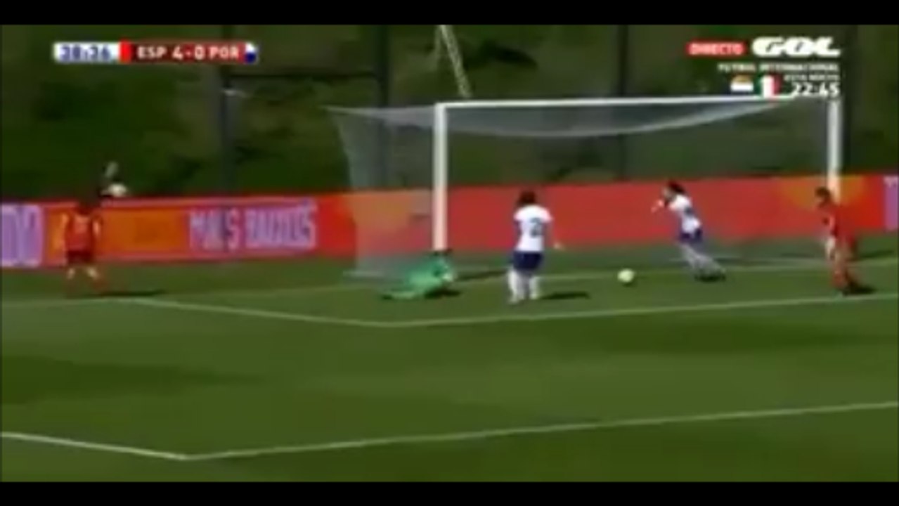 Womans' Portugal U-17 Keeper Scores Truly A Hilarious Own Goal vs Spain U-17!