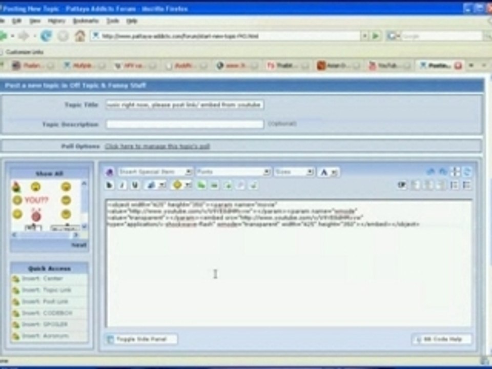 Embedding video in Pattaya addicts