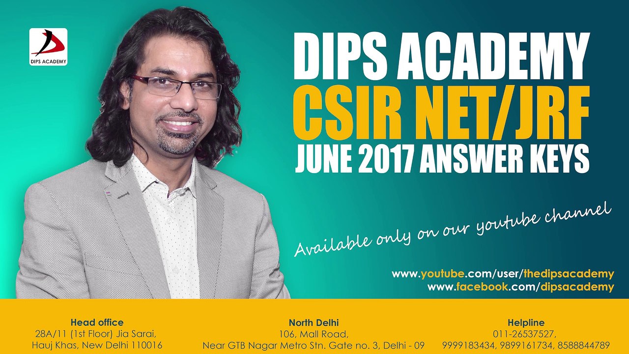 CSIR NET June 2017 Answer key Booklet B Que No.30 by Dips Academy