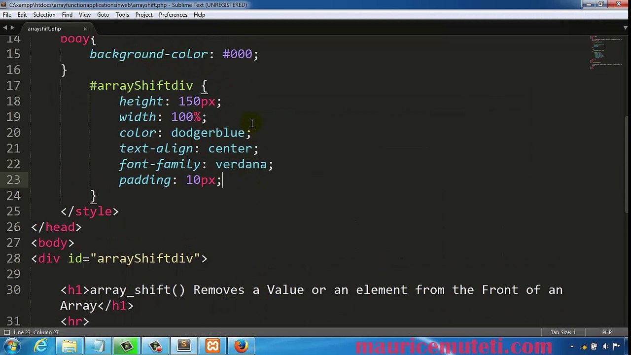Array Shift Usage In Web Application