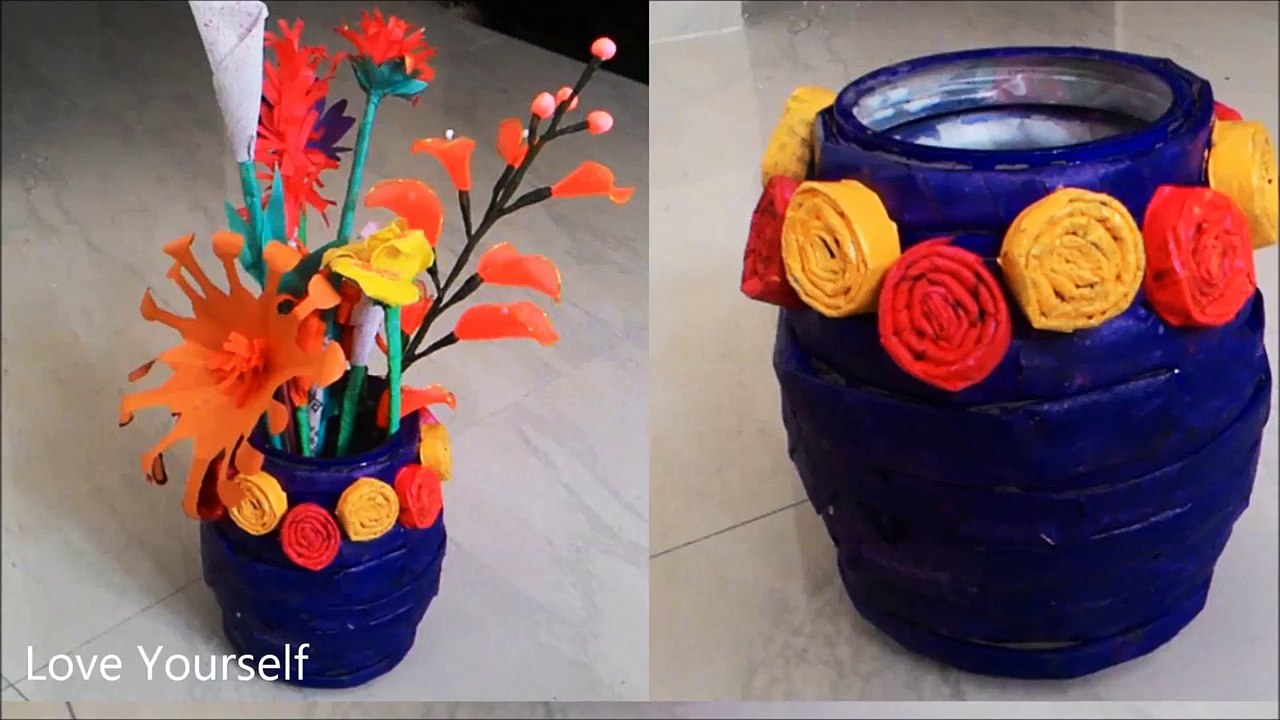 How to make newspaper flower vase| Newspaper crafts