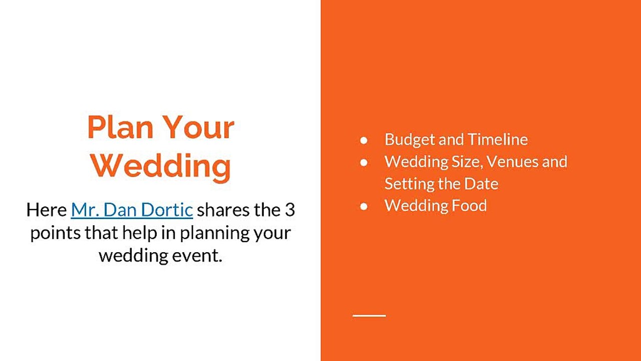 Dan Dortic: Plan Your Spectacular Wedding