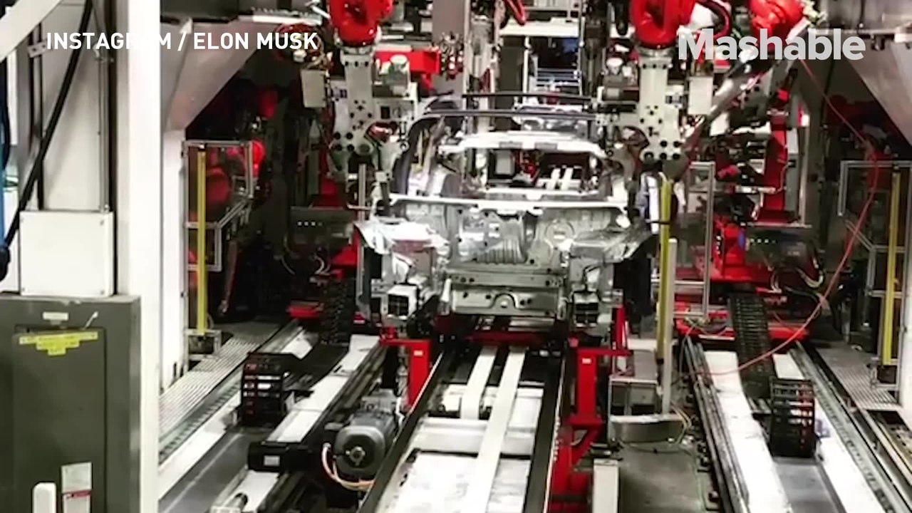 This is what the manufacturing of a Tesla Model 3 looks like